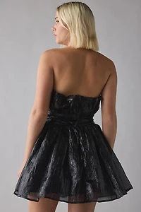 Glamorous Ciara Black Metallic Gathered Fit-And-Flare Mini Dress