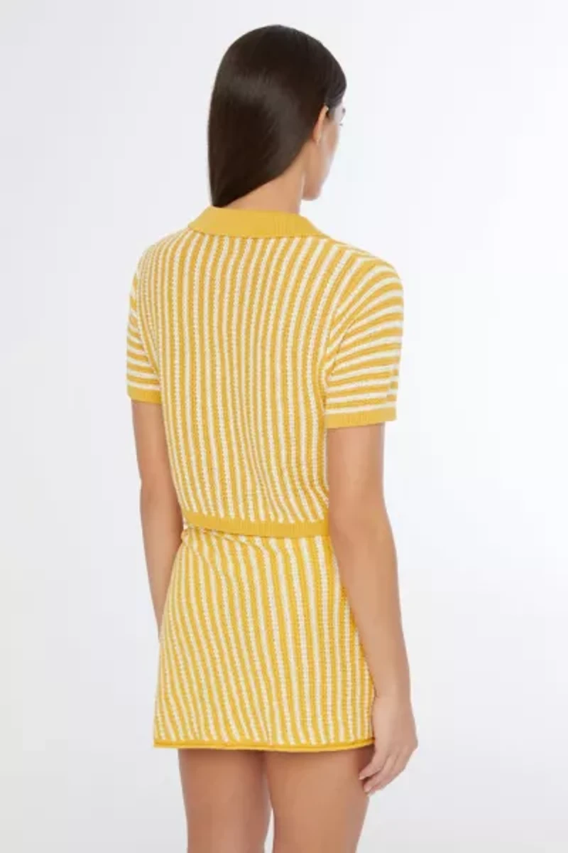 Onia Linen Knit Cropped Polo