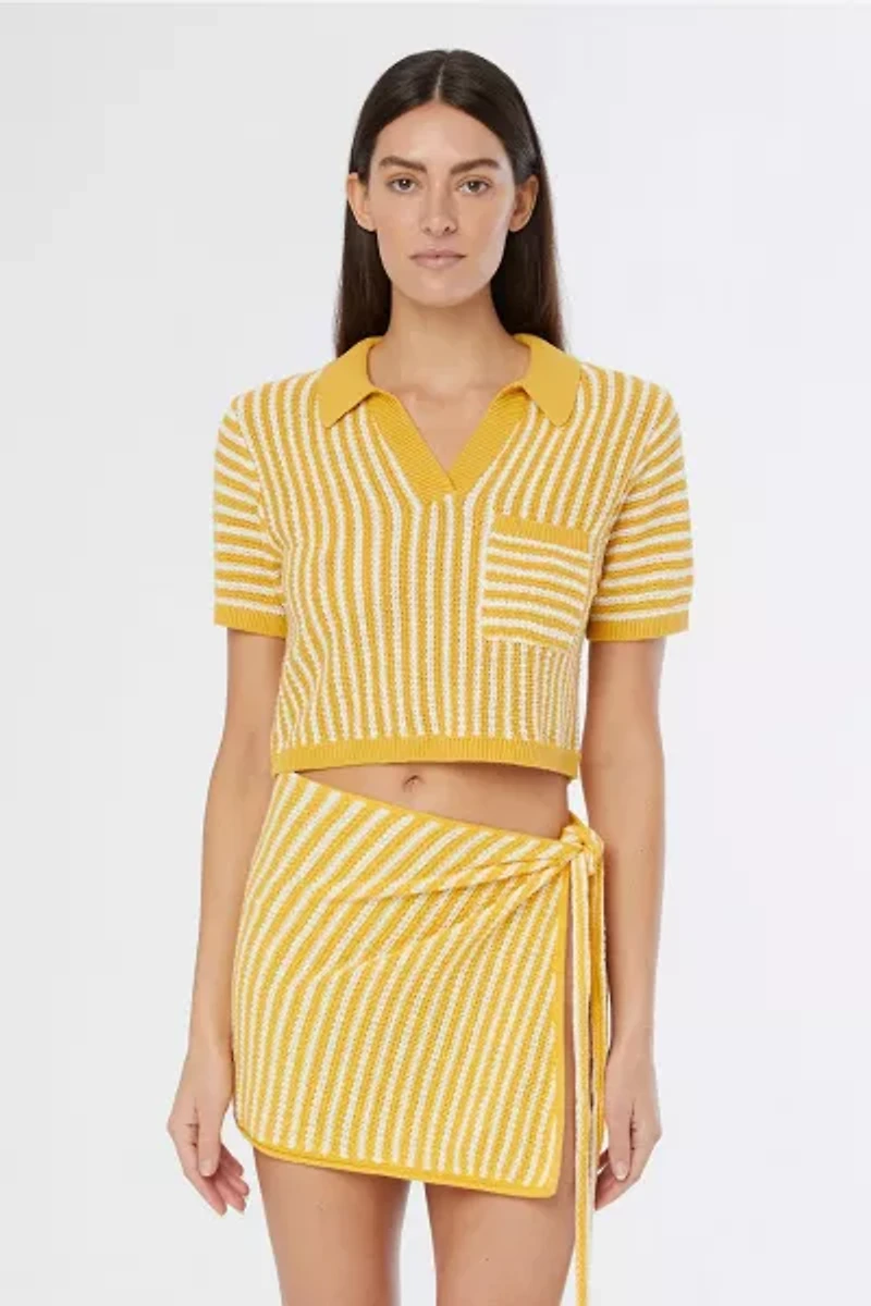 Onia Linen Knit Cropped Polo