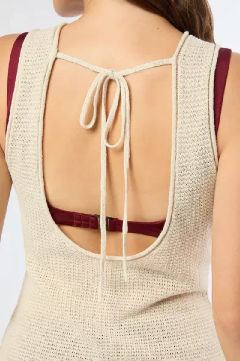 Onia Linen Knit Scoop Back Mini Dress