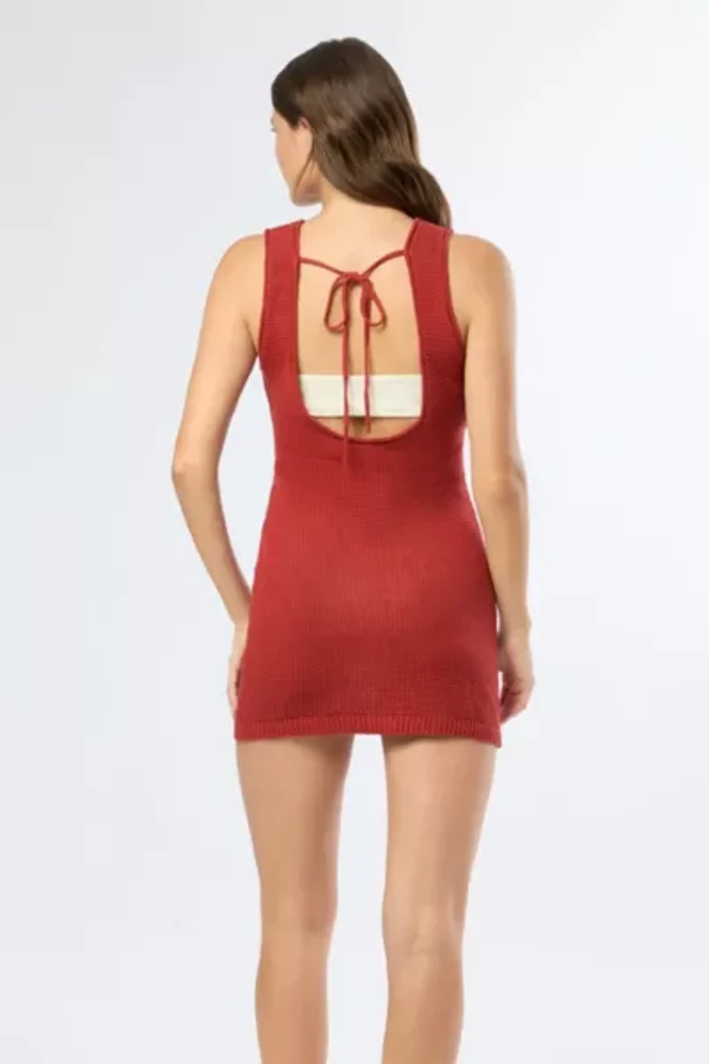 Onia Linen Knit Scoop Back Mini Dress