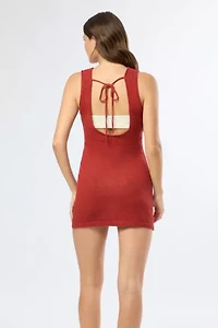 Onia Linen Knit Scoop Back Mini Dress