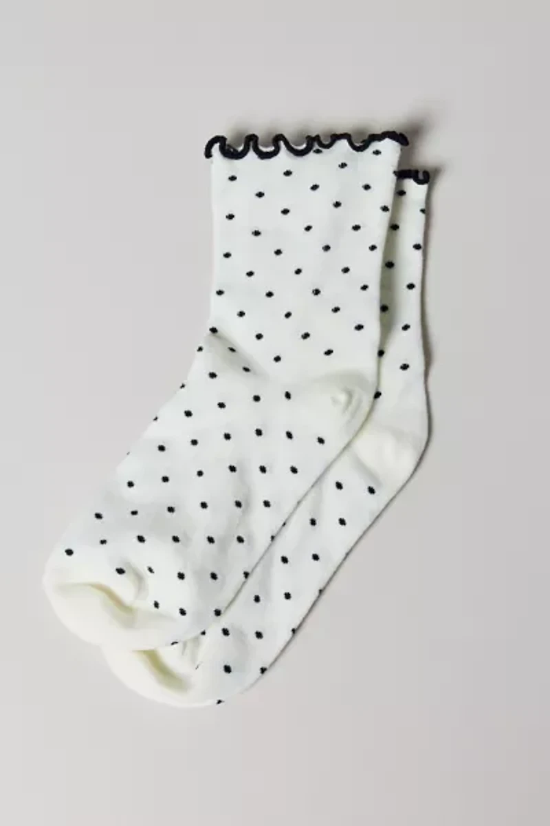 Lettuce-Edge Polka Dot Sock