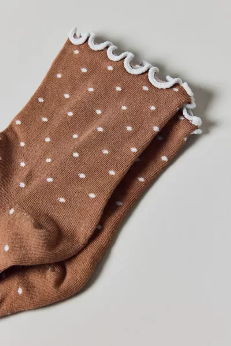 Lettuce-Edge Polka Dot Sock