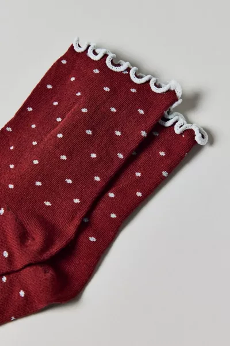 Lettuce-Edge Polka Dot Sock