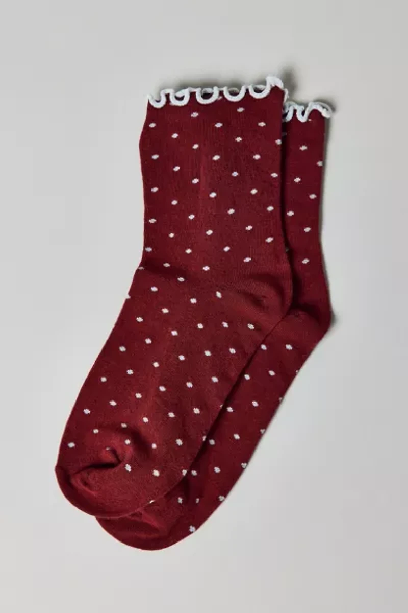 Lettuce-Edge Polka Dot Sock
