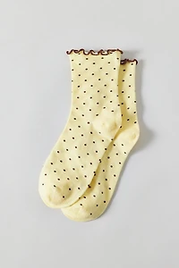 Lettuce-Edge Polka Dot Sock
