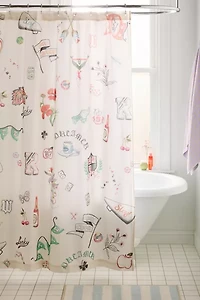 Collegiate Collage Patterned Shower Curtain