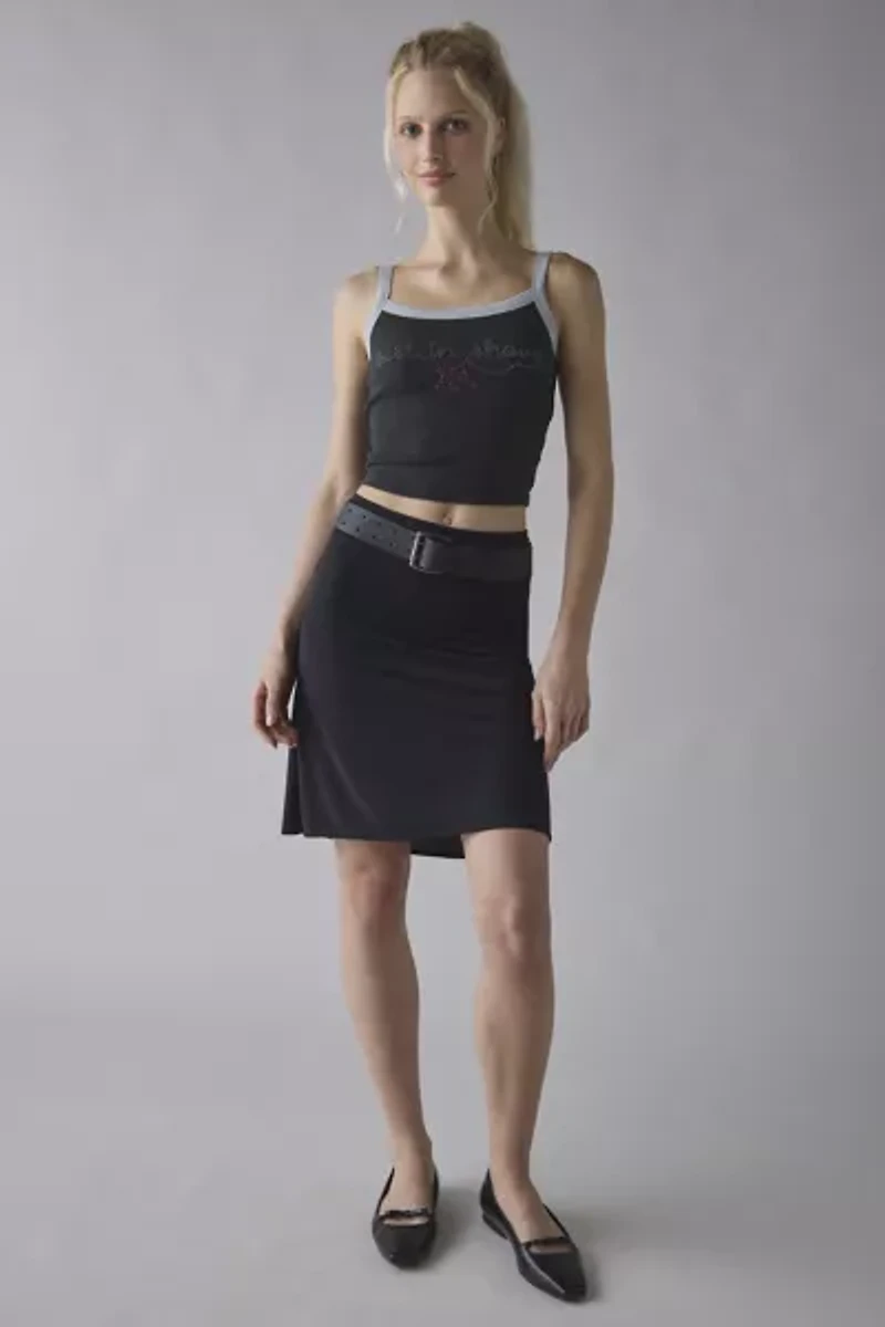 Diamanté Graphic Ribbed Knit Cropped Cami