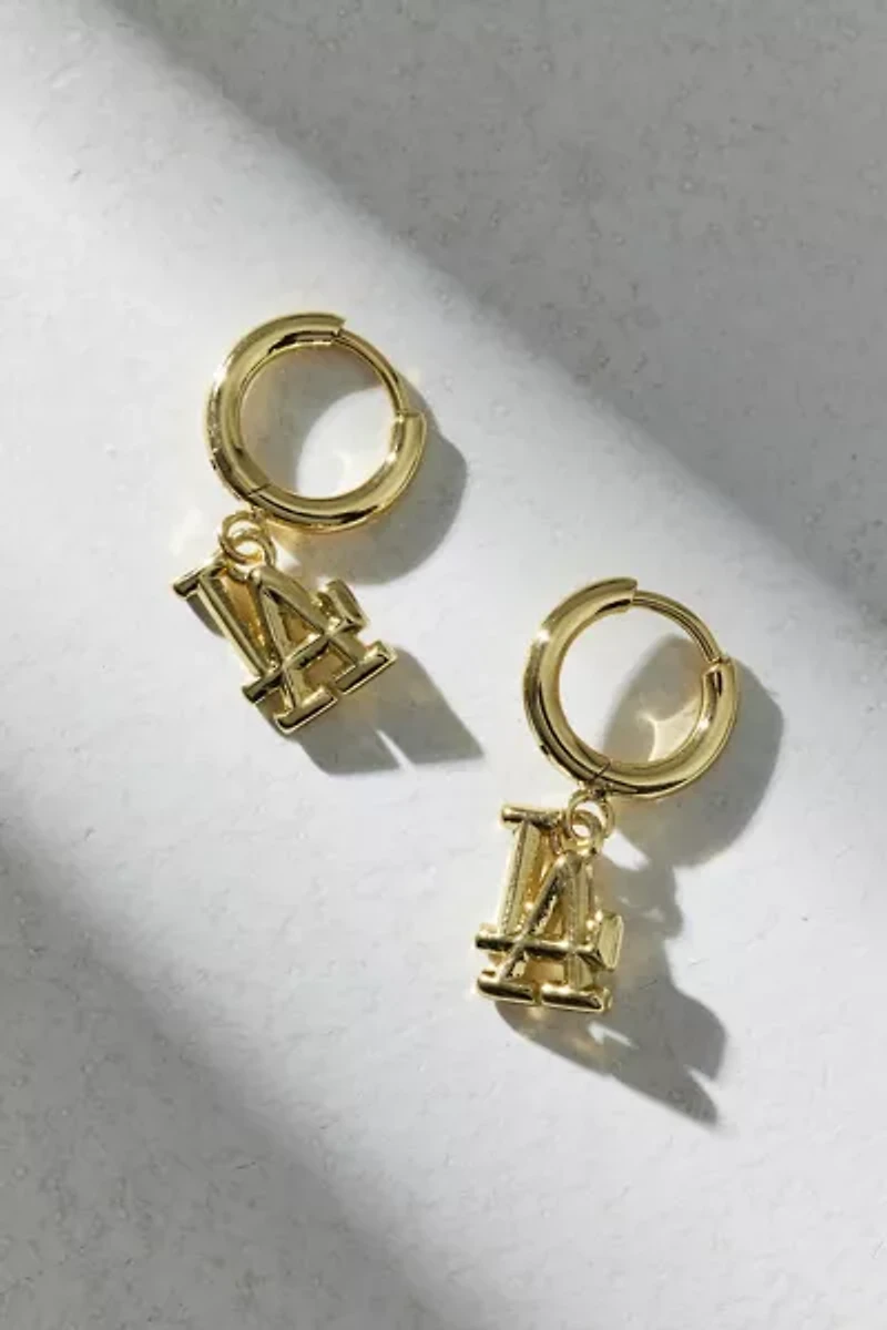 Luv Aj MLB Los Angeles Dodgers Logo Charm Hoop Earring