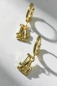 Luv Aj MLB Los Angeles Dodgers Logo Charm Hoop Earring