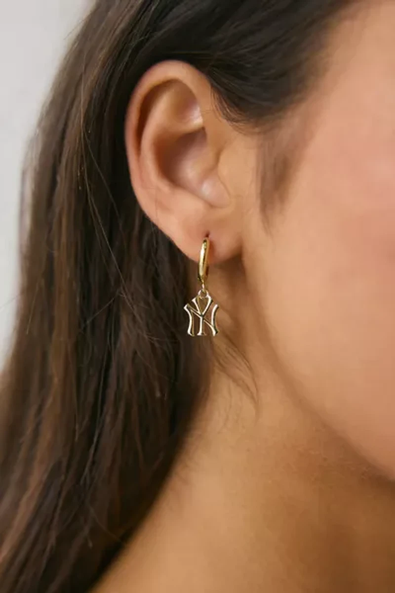 Luv Aj MLB New York Yankees Logo Charm Hoop Earring