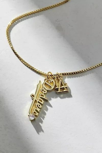 Luv Aj MLB Layered Los Angeles Dodgers Nameplate Charm Necklace