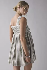 Daisy Street Gingham Lace Trim Babydoll Mini Dress
