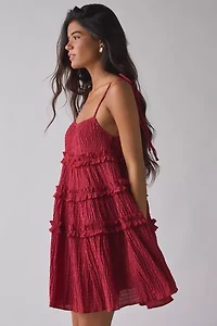 Daisy Street Tie-Strap Ruffle Babydoll Mini Dress