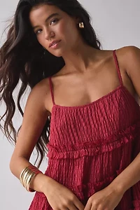 Daisy Street Tie-Strap Ruffle Babydoll Mini Dress