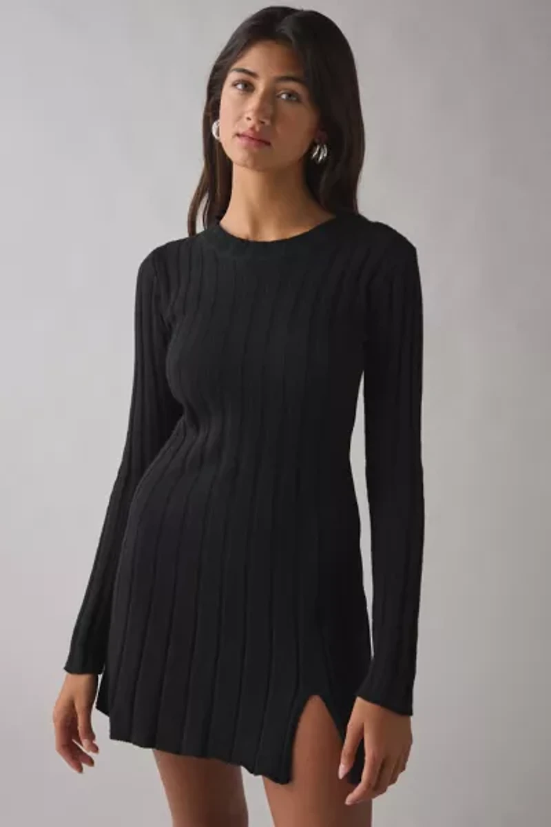 Daisy Street Ribbed Knit Long Sleeve Mini Dress