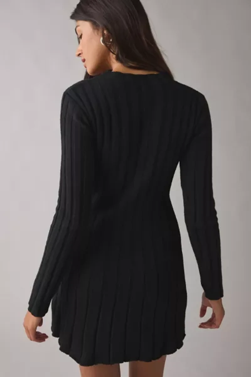 Daisy Street Ribbed Knit Long Sleeve Mini Dress