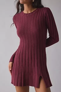 Daisy Street Ribbed Knit Long Sleeve Mini Dress