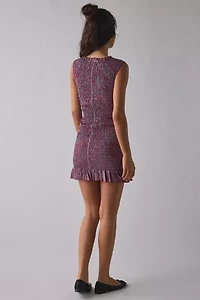 Daisy Street Shirred Ruffle Plaid Mini Dress