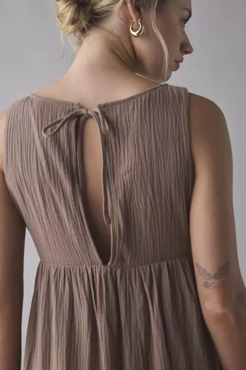 Daisy Street Cotton Tie-Back Tiered Maxi Dress