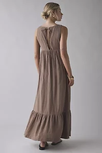 Daisy Street Cotton Tie-Back Tiered Maxi Dress