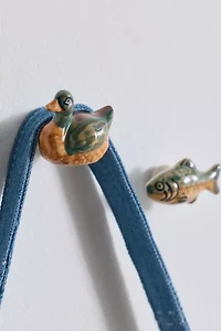 Mallard & Trout Shaped Ceramic Knob/Wall Hook Set
