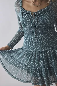 Daisy Street Tie-Front Long Sleeve Milkmaid Mini Dress