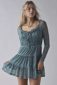 Daisy Street Tie-Front Long Sleeve Milkmaid Mini Dress