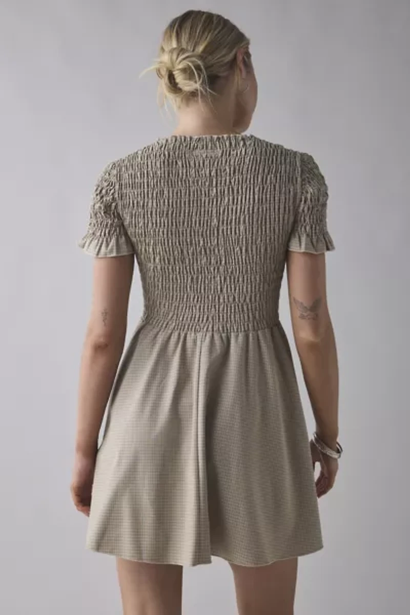 Daisy Street Gingham Basque Waist Shirred Mini Dress