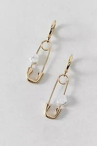 Safety Pin Pearl Hoop Earring