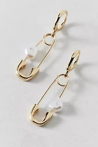 Safety Pin Pearl Hoop Earring