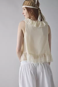 Kimchi Blue Cassie Cascading Ruffle Lace Trim Sleeveless Blouse