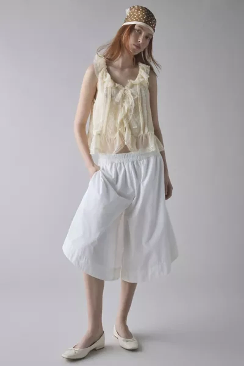 Kimchi Blue Cassie Cascading Ruffle Lace Trim Sleeveless Blouse