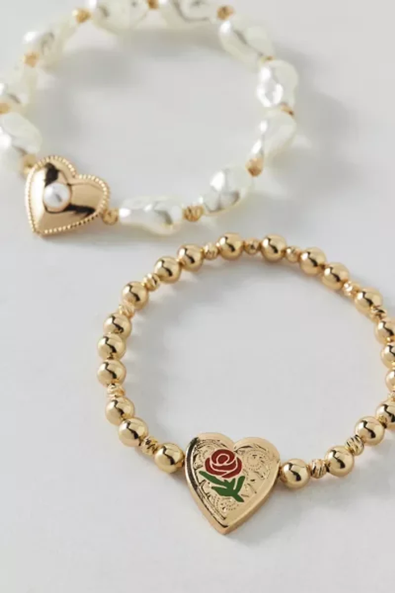 Belladona Pearl & Gold Beaded Bracelet Set