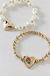 Belladona Pearl & Gold Beaded Bracelet Set