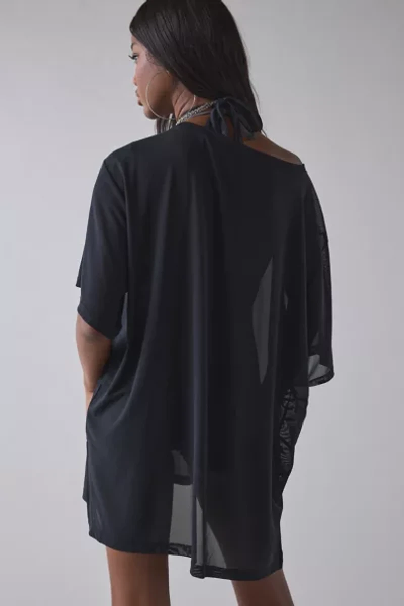 1st Position By Tinashe UO Exclusive Billboard Sheer Mesh Oversized Jersey Top