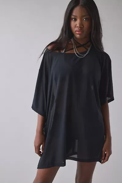 1st Position By Tinashe UO Exclusive Billboard Sheer Mesh Oversized Jersey Top