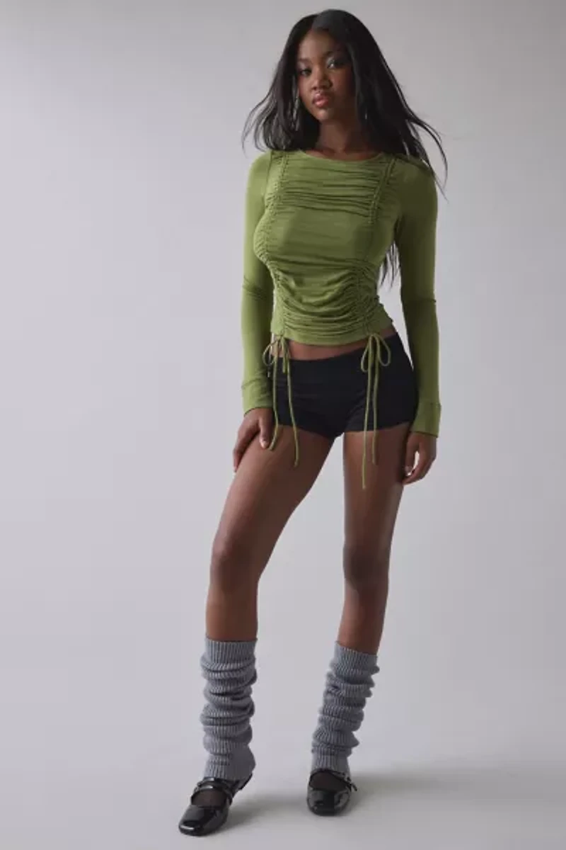 1st Position By Tinashe UO Exclusive Keep Up Ruched Adjustable Tie Long Sleeve Top