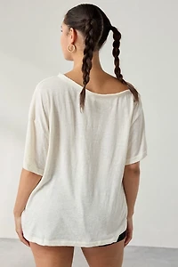 Kimchi Blue Courtney Cat Graphic Off-The-Shoulder Oversized Tee