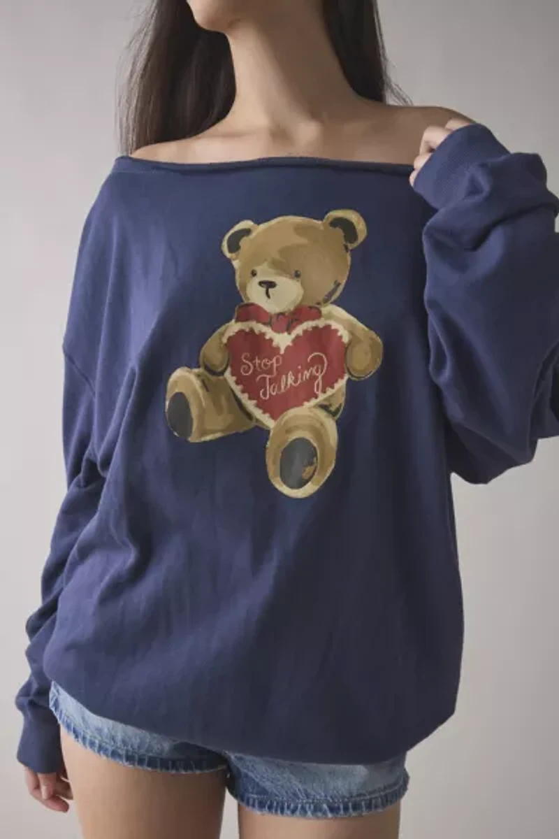BDG Jessa Graphic Off-The-Shoulder Pullover