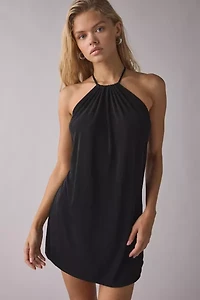 UO Echo Slinky High-Neck Halter Mini Dress