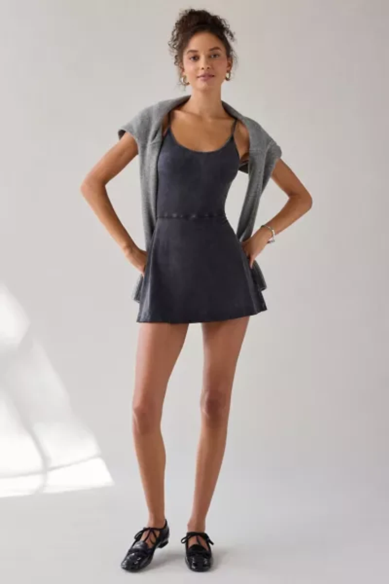 UO Kenny Knit Fit-And-Flare Romper Dress