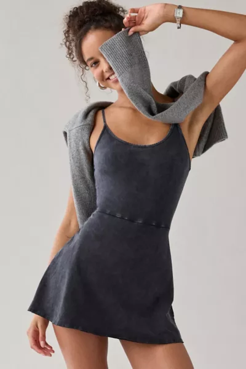 UO Kenny Knit Fit-And-Flare Romper Dress
