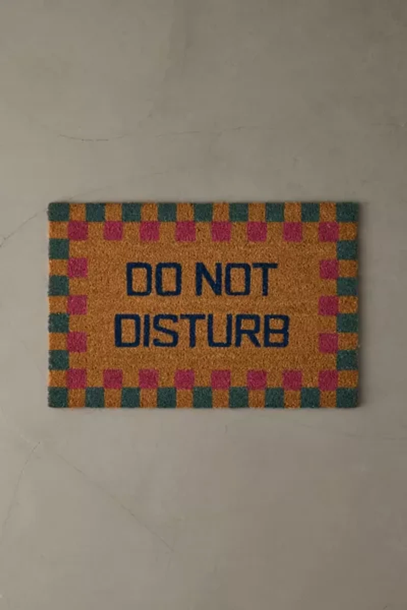 Do Not Disturb Checkerboard Coir Doormat