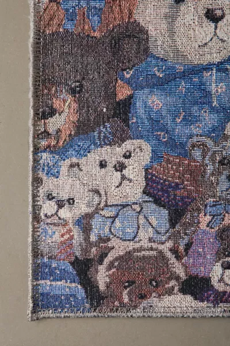 Bear Collage Printed Washable Rug
