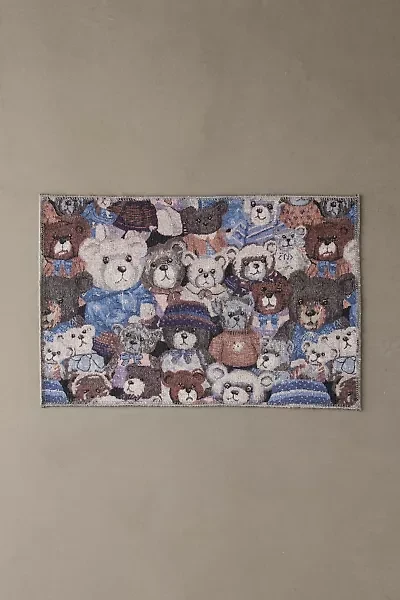 Bear Collage Printed Washable Rug