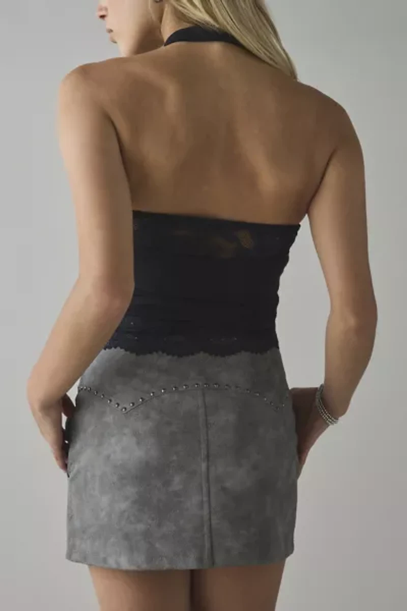 Kimchi Blue Carla Layered Lace Twofer Cowl Neck Halter Top