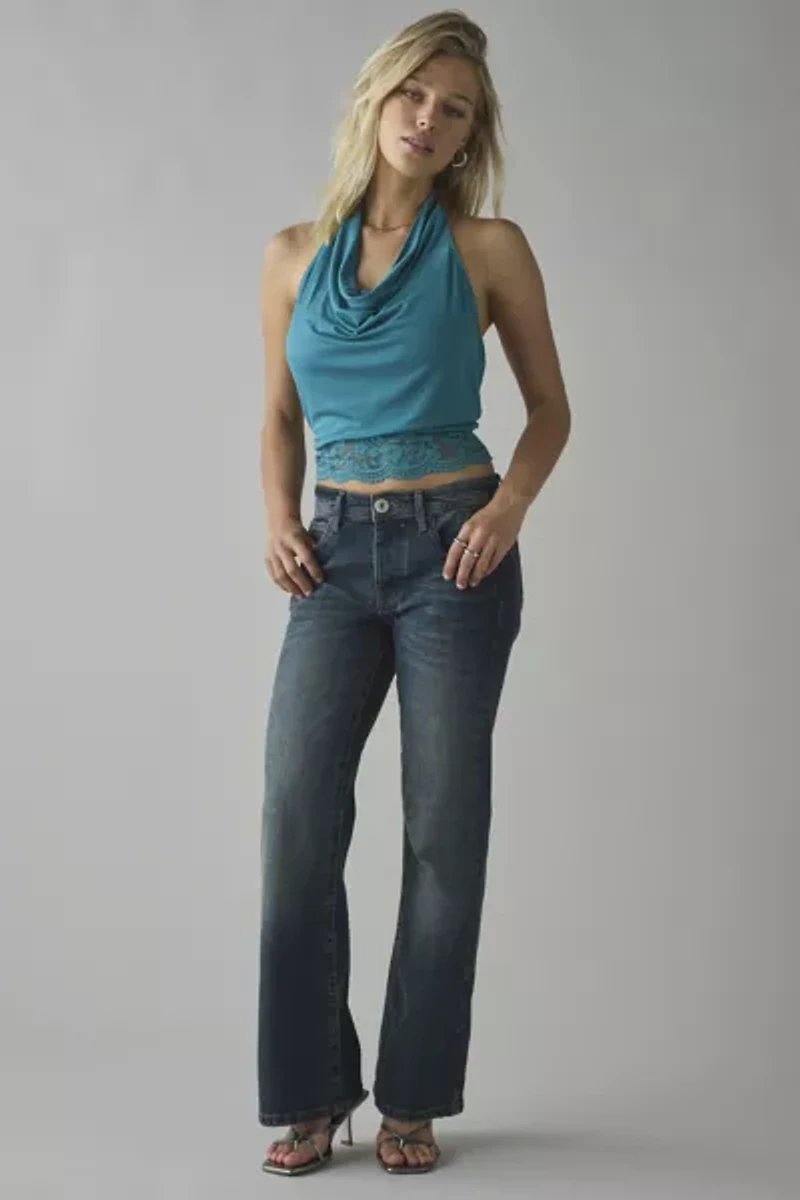 Kimchi Blue Carla Layered Lace Twofer Cowl Neck Halter Top