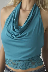 Kimchi Blue Carla Layered Lace Twofer Cowl Neck Halter Top